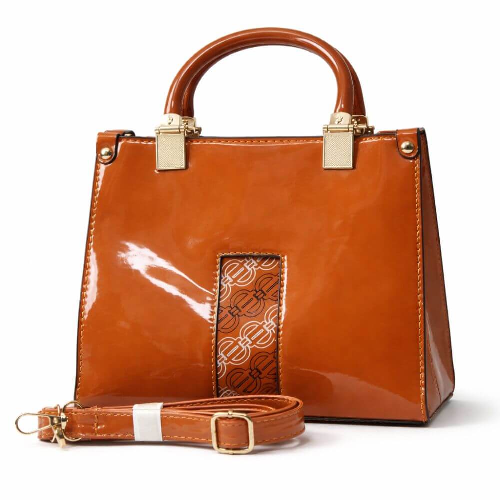4- Caramel Shine Tote ( Brown)